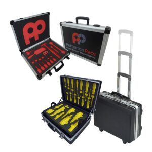 tool cases custom made bespoke to industrial customers with compnay logo and custom cut foam inserts to hold tools