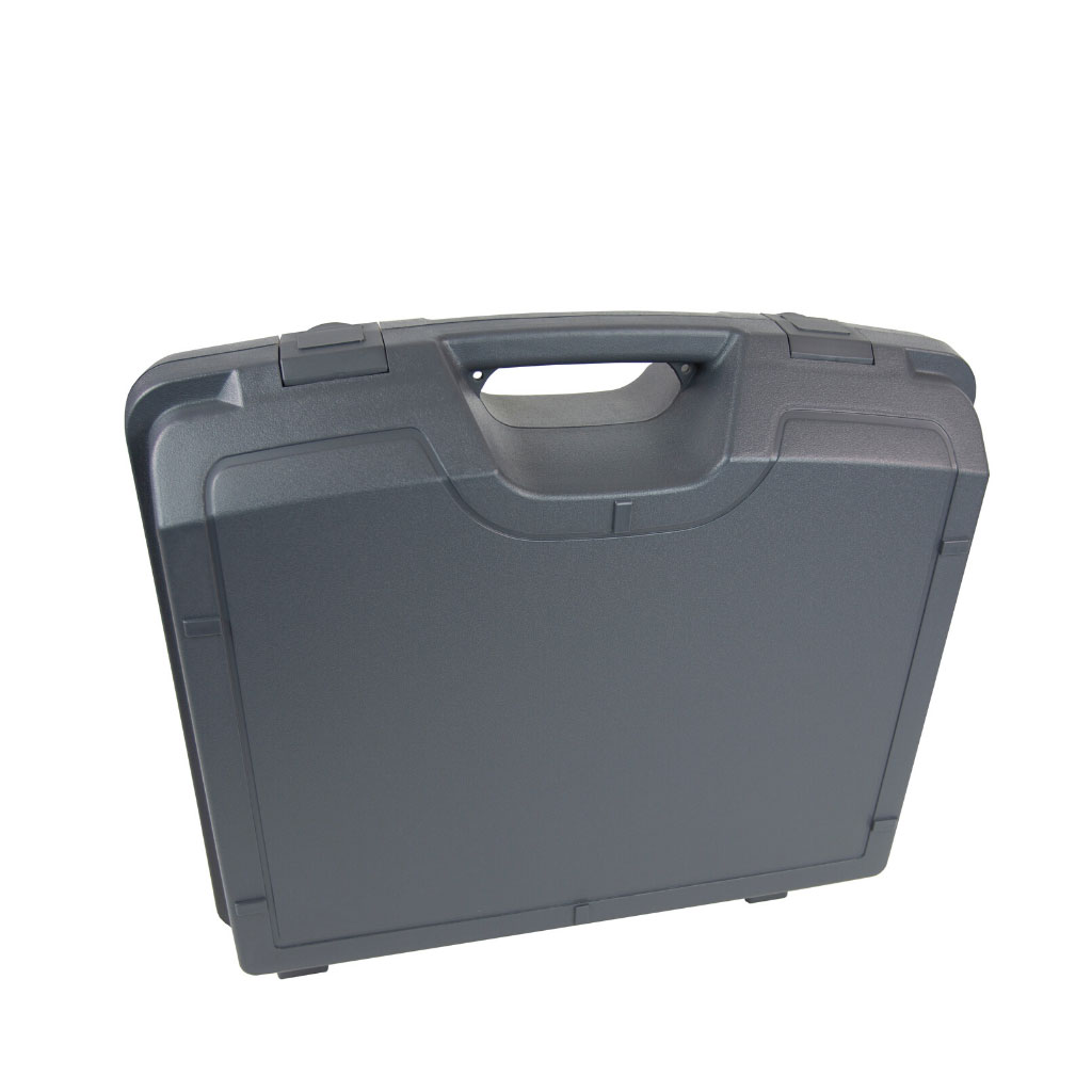 grey plastic case 480x376mm with fitting to add tamper evident security cable - PottertonPacs grey plastic case 480x376mm with fitting to add tamper evident security cable
