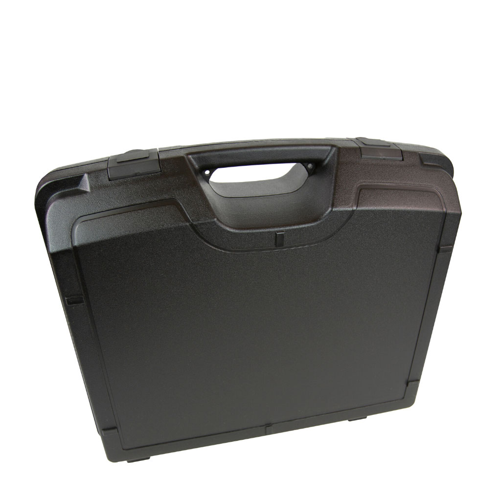 black plastic case 480x376mm with capability to fit tamper evident security cable - PottertonPacs black plastic case 480x376mm with capability to fit tamper evident security cable