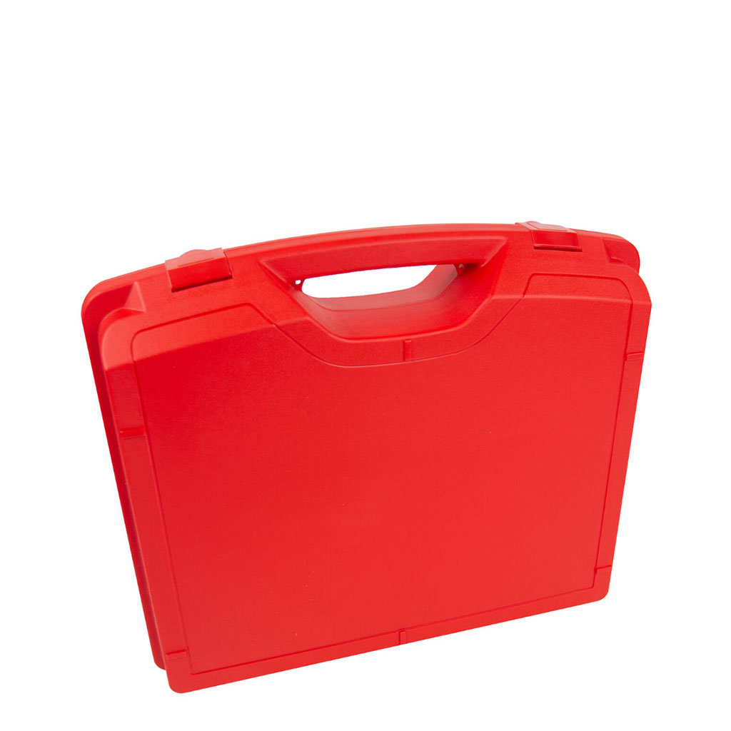 red plastic case 400x320mm with capability to add tamper evident security cable - PottertonPacs red plastic case 400x320mm with capability to add tamper evident security cable