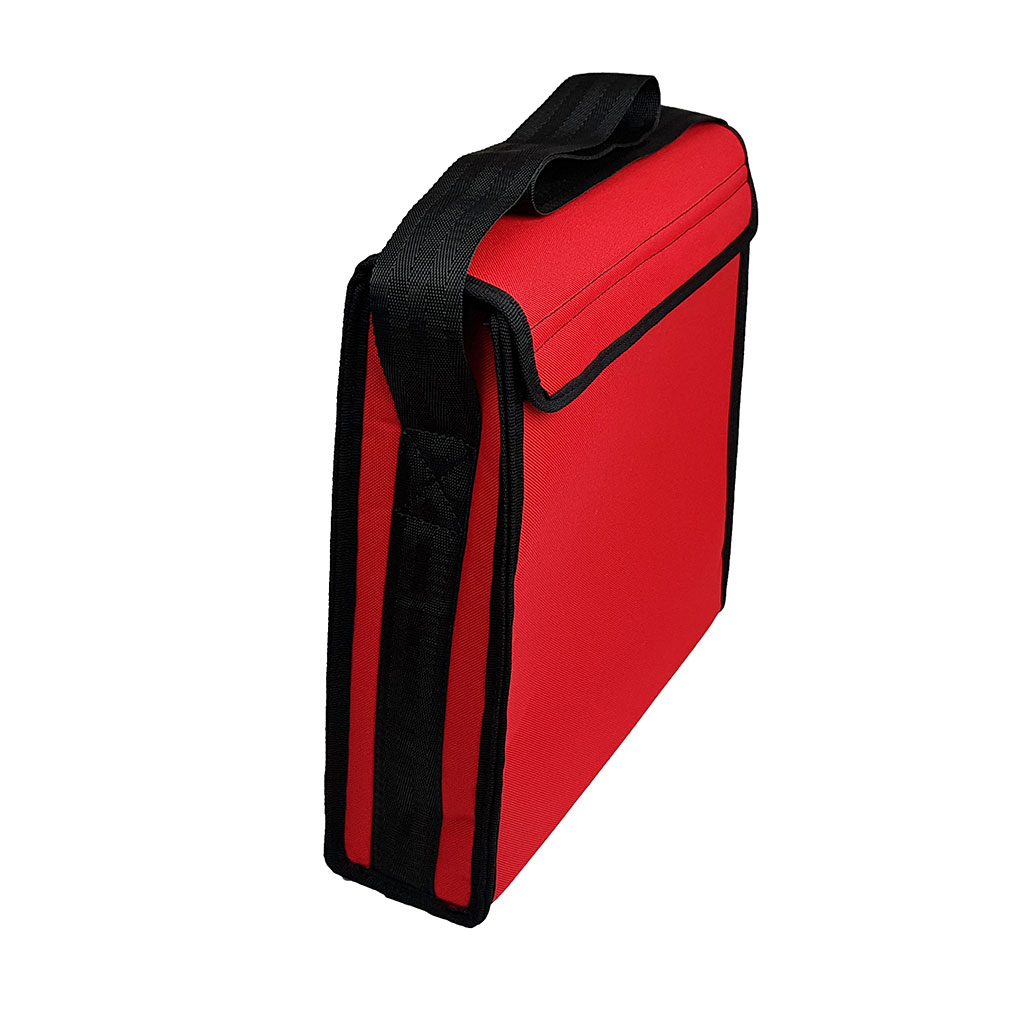 rectangular padded corner window sample bag in red with carry handle - PottertonPacs rectangular padded corner window sample bag in red with carry handle