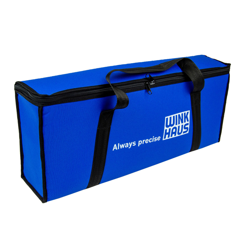 bespoke made blue padded bag with company logo - PottertonPacs bespoke made blue padded bag with company logo