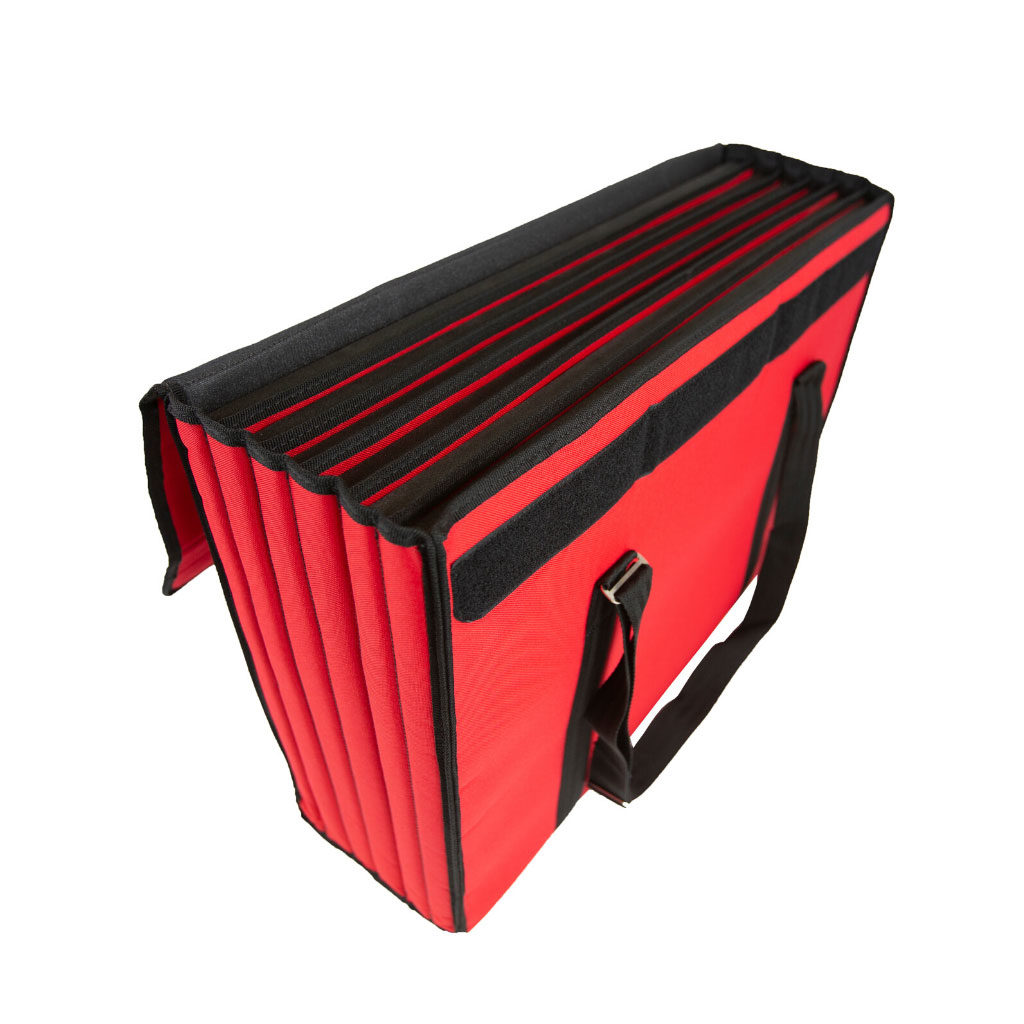 padded dividers in red sample door bag