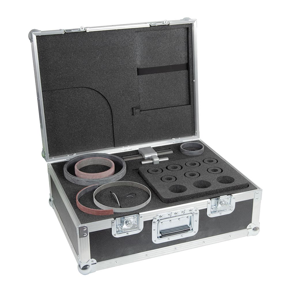 flight case with cnc water jet cut foam insert to protect motion bearings