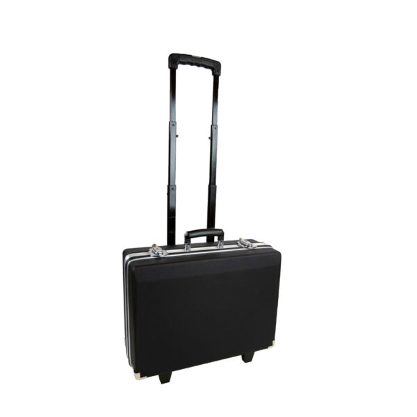 ABS Mobile Tool Case with Wheels and Telescopic Handle in Black