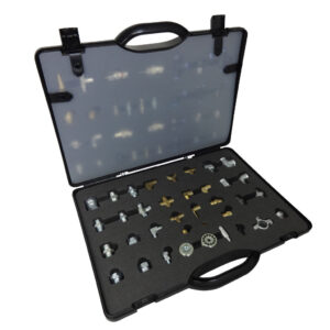 Black plastic case with routed foam inserts