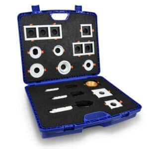 electrical sample product in CNC routed foam within blue plastic case