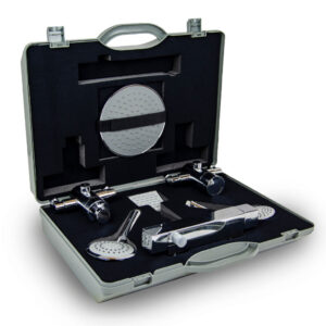 plastic case with bathroom fitting samples for sales presentation