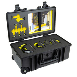 peli hard carry case with yellow and black custom foam