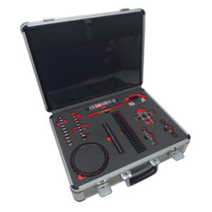 aluminium case with two colour foam insert with cut outs for chain samples