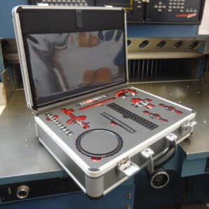 aluminium tool case with custom foam insert of black/red routed foam