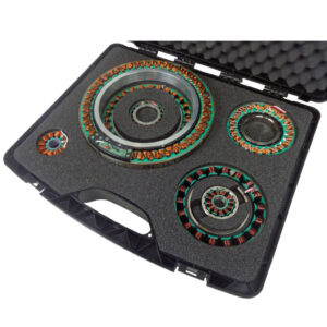 black plastic case with electrical samples in foam