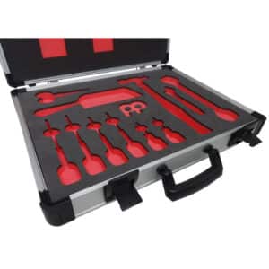 black and red tool control foam in aluminium case