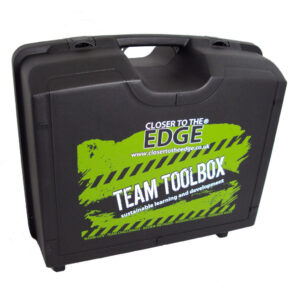 black plastic carry case printed with white and green logo