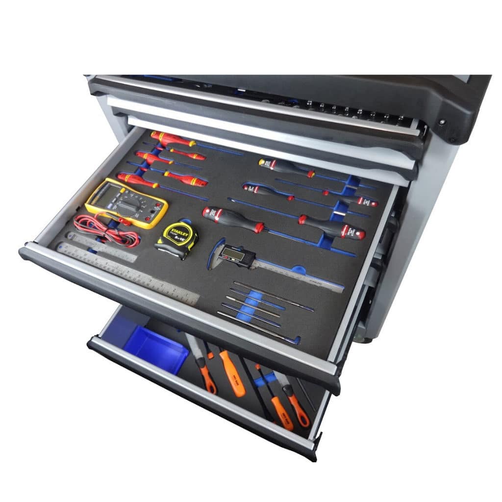 tool cabinet trays with cut outs for tool set