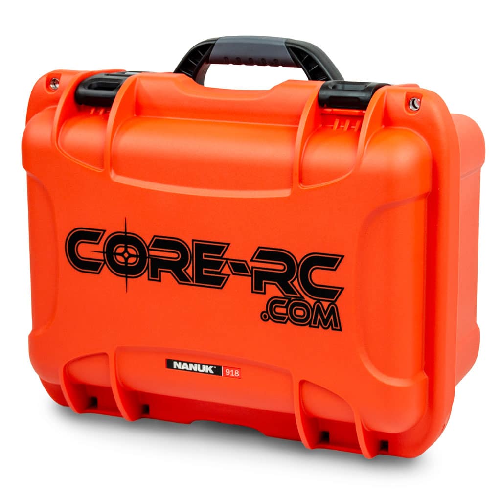 orange nanuk waterproof case with compnay logo applied