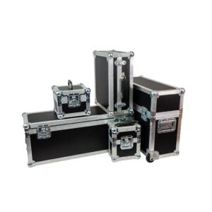 5 assorted sized custom flight cases