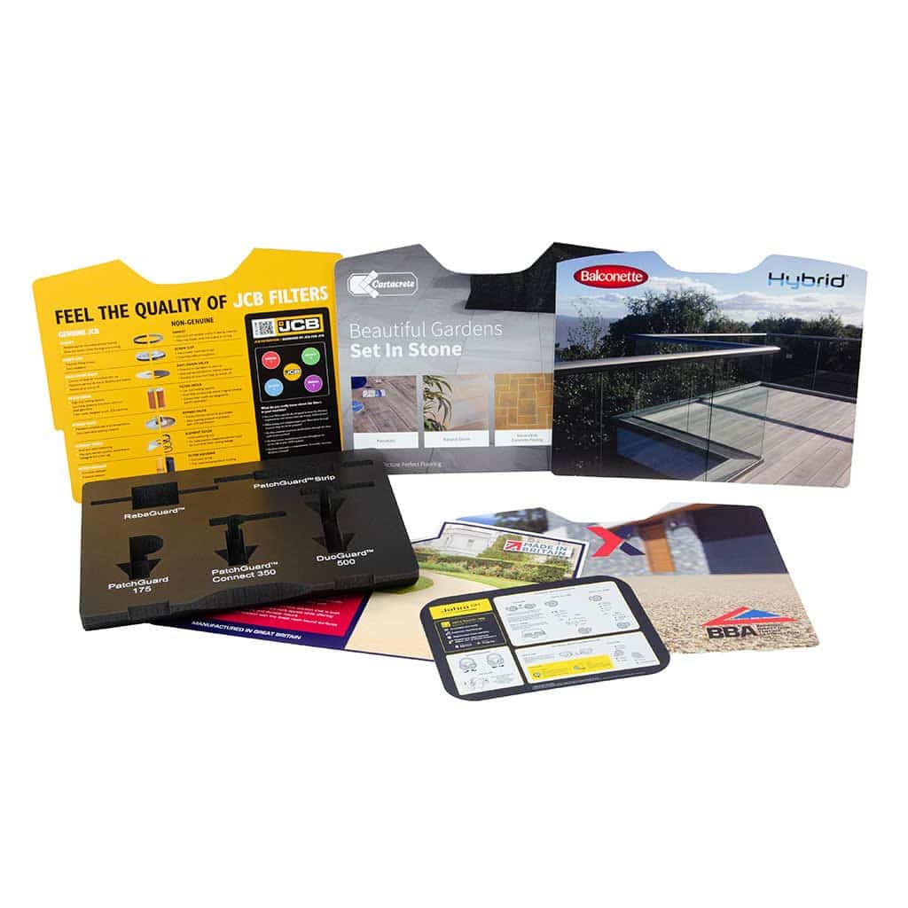 various examples of case branded graphic lid panels and foam insert identity masks